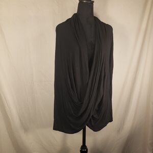 Popana Black Draped Long Sleeve Top - XL